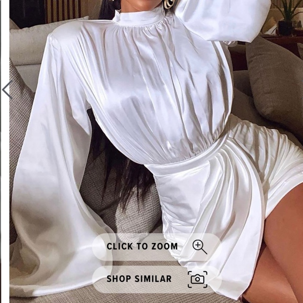 Fashion Nova Ivory Satin Mini Dress Size: L